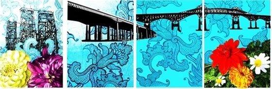 “View of Steel and Flowers”