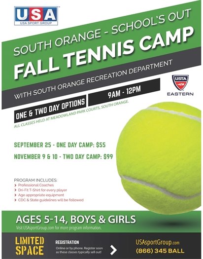 Fall Tennis Camp for ages 5-14 years old