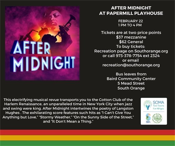 After Midnight at the Papermill Playhouse on February 22 1-4pm