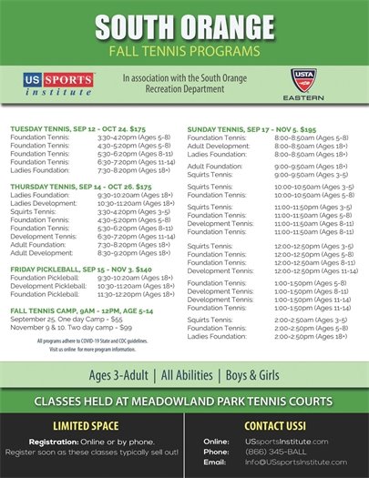 USA Sports Group Fall Tennis Programs