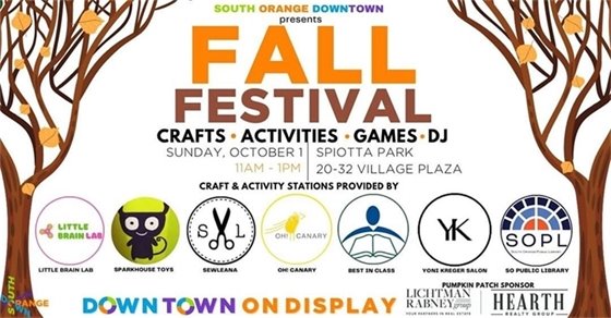 Fall Festival Sunday Oct 1 Spiotta Park Downtown South Orange 11 am to 1 pm