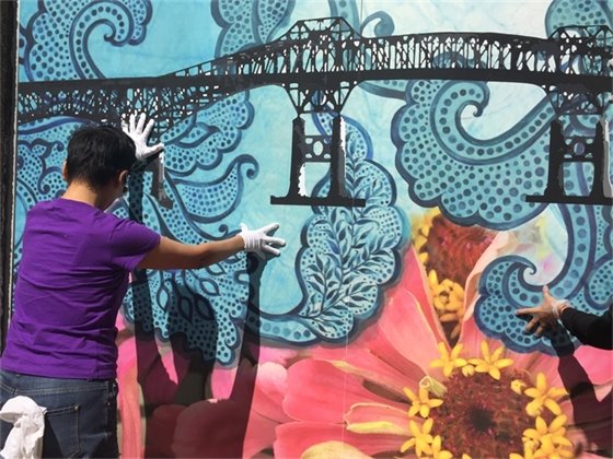 View of Steel and Flowers