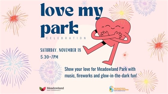 Love My Park on November 18th from 5:30-7 on Flood's Hill in Meadowland Park