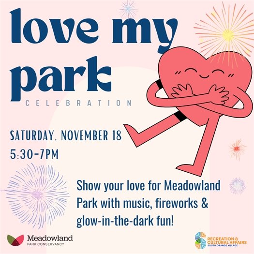 Love My Park: Saturday, November 18th from 5:30-7 pm on Flood's Hill in Meadowland Park