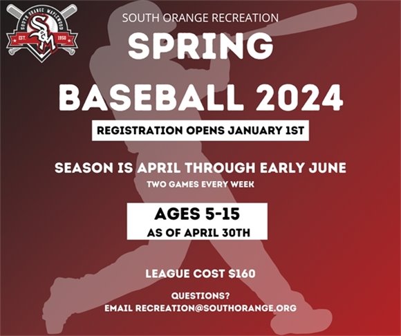 2024 Spring Baseball Registration Opening on January 1st, 2024. For ages 5-15, season is April through Early June. 