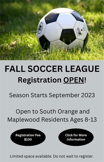 Fall Soccer for Ages 8-13. Registration Open Now