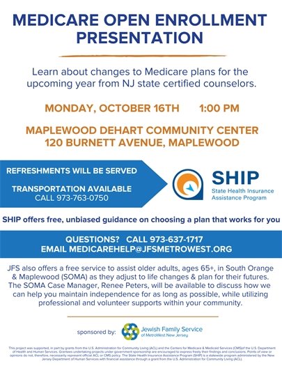 Medicare Open Enrollment Presentation by Renee Peters, SOMA Case Manager