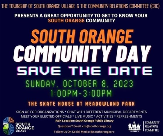 Community Day, Sunday Oct 8th 1 to 3 pm,  Skate House at Meadowland Park