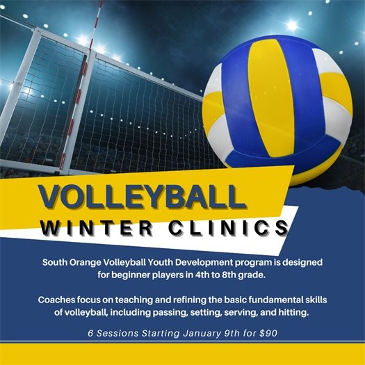 Winter Volleyball Clinics for Grades 4th-8th