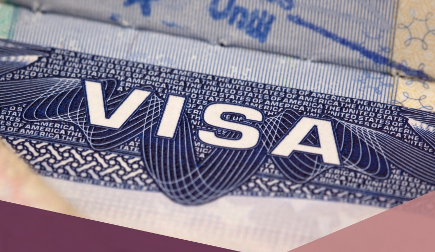 The word Visa on a colored background