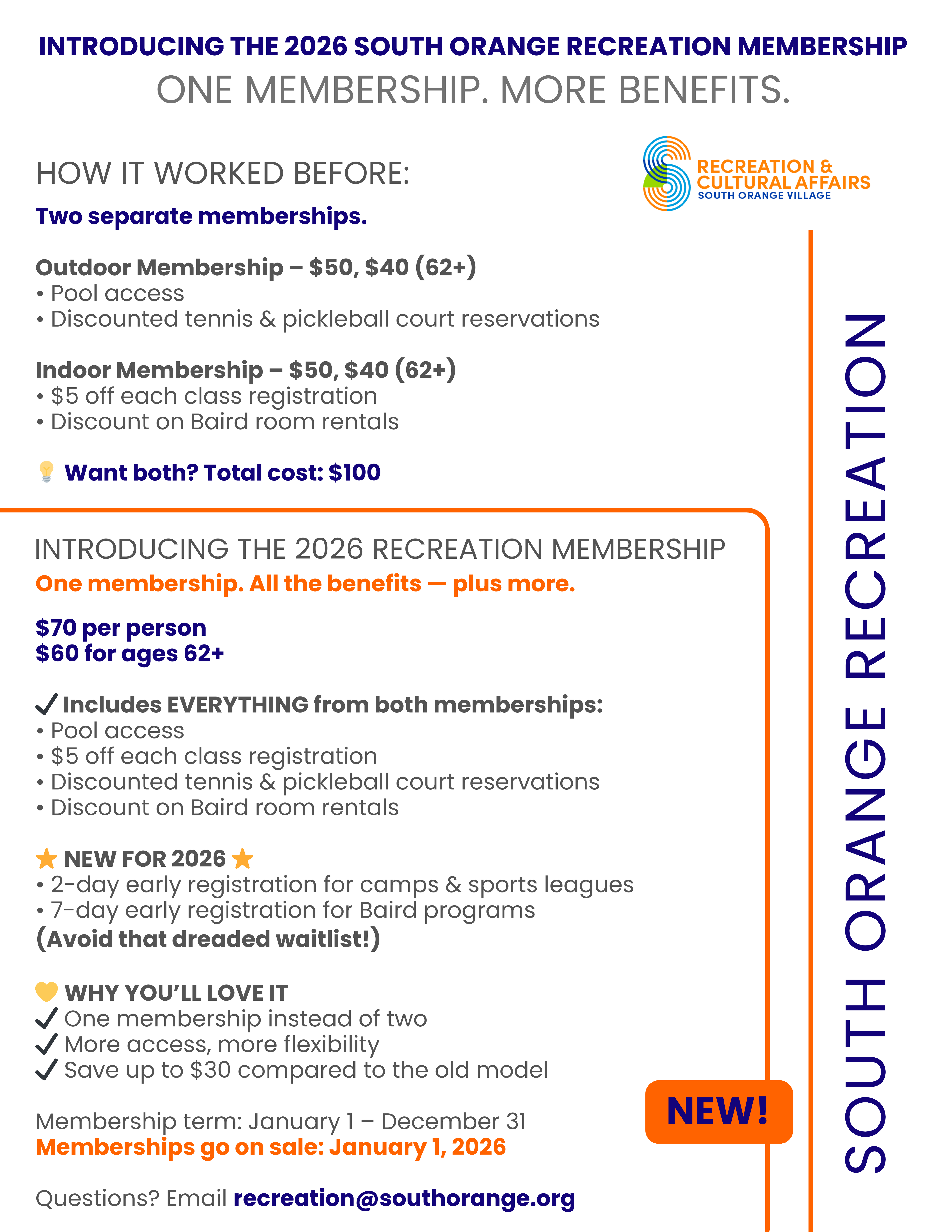 2026 South Orange Recreation Membership 